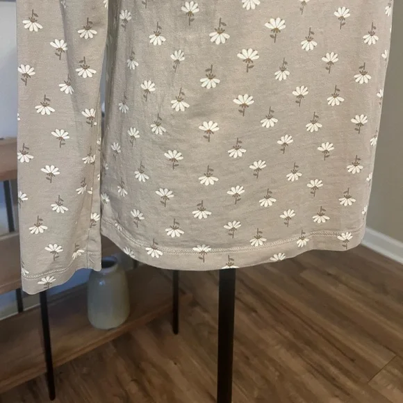 Gudrun Sjödén Daisy Long Sleeve Top Lagenlook Cotton Stretch Beige Floral S - Picture 4 of 12